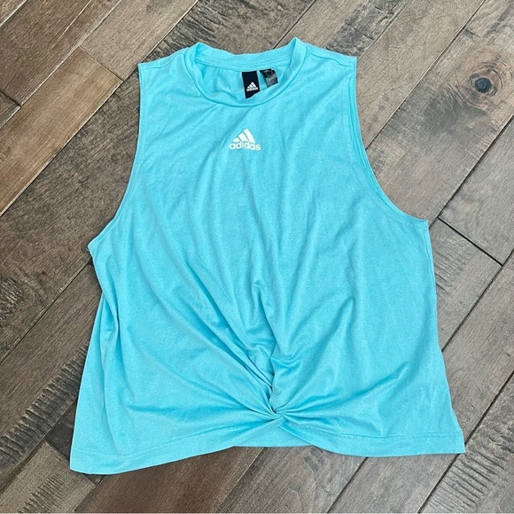 Adidas Sleeveless Workout Tank Top Baby Blue M - Picture 1 of 4